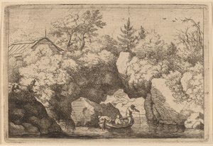 Boot unter einem gespaltenen Felsen, wahrscheinlich ca. 1645-1656