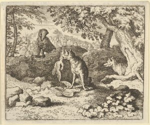 Der Dachs eilt, um Renard vor der Absicht des Löwen zu warnen von Allart van Everdingen