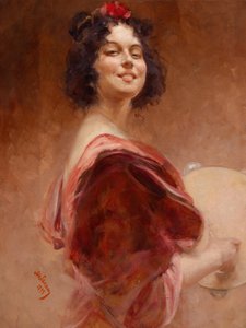 Zigeunerin mit Tamburin von Alois Hans Schram