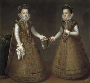 Die Infantinnen Isabel Clara Eugenia 1566-1633 und Catherine Michelle von Spanien 1567-1597, ca. 1575 von Alonso Sánchez Coello