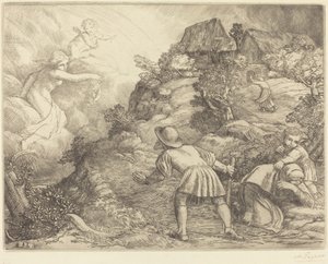 Allegorie des Bauern und des Glücks: Allegorisches Thema von Alphonse Legros