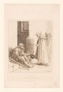 Bettler auf einer Treppe von Alphonse Legros