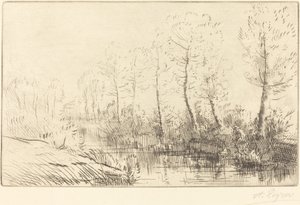 Birken: Wasserrand im Morgenlicht von Alphonse Legros