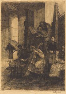 Chor in einer spanischen Kirche, 1860 von Alphonse Legros
