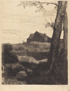 Bauernhof mit großem Baum von Alphonse Legros