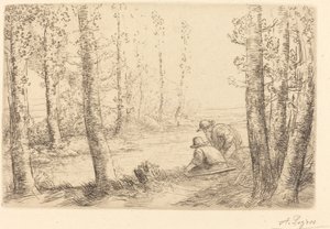 Rast am Flussufer (Repos au bord de la rivière) von Alphonse Legros
