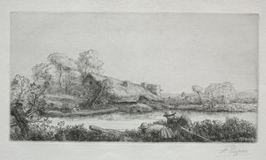 Der Bauernhof am Fluss: Abendeffekt von Alphonse Legros