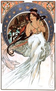 Die Allegorie der Musik, Druck 1898 von Alphonse Marie Mucha