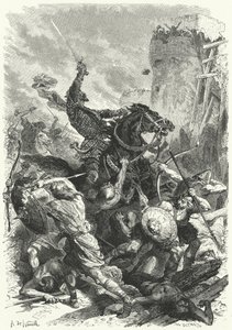 Graf Odo verteidigt Paris gegen die Normannen, 886 von Alphonse Marie de (after) Neuville
