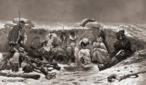 Französische Soldaten im Graben. Belagerung von Paris. Deutsch-Französischer Krieg von Alphonse Marie de (after) Neuville