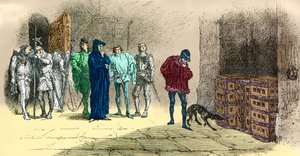 Ludwig 11 vor dem Kardinal de La Balue, Gefangener (Gravur) von Alphonse Marie de Neuville