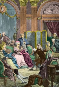 Lesung von Paul et Virginie von Bernardin de Saint Pierre in den Salons von Madame Necker in Paris (Gravur)
