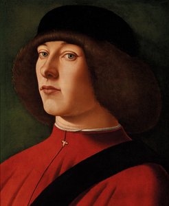 Porträt eines Mannes, Brustbild, mit grünem Hintergrund von Alvise (and workshop) Vivarini