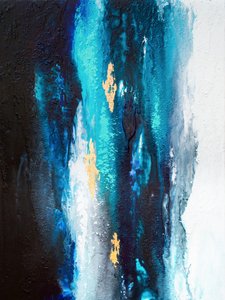 Abstrakter Blau-Gold-Fluss von Alyson Storms