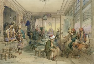 Ein Kaffeehaus, Konstantinopel, 1854 von Amadeo Preziosi