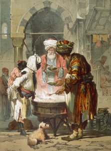 Frau an einem Straßenbrunnen Sebil, veröffentlicht 1865 von Amadeo Preziosi