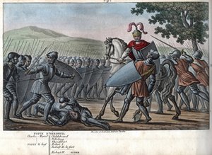 Eudes (Odon) (860 - 898), die karolingische Dynastie, führte die Schlacht gegen die Normannen und verteidigte Paris siegreich (885 - 887) - Entworfen und graviert von Ambroise Tardieu im Jahr 1825. von Ambroise Tardieu