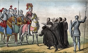 Heinrich II (1519 - 1559). Verbündet mit den deutschen Fürsten gegen Karl V., dessen Despotismus sie empört hatte, eroberte er Toul, Metz und Verdun und übernahm so 1552 die Drei Bistümer.