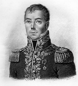 General Jean Pierre BECHÉ. 1770-1814. In „Portraits des Généraux Français“. Graviert von Ambroise Tardieu im Jahr 1818. Stella Collection