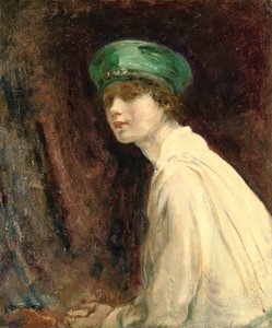 Das grüne Hut, Porträt von Mrs. Claude Johnson, 1918 von Ambrose McEvoy