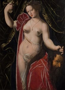 Judith hält den Kopf von Holofernes hoch, um 1530-1533 von Ambrosius (after) Benson