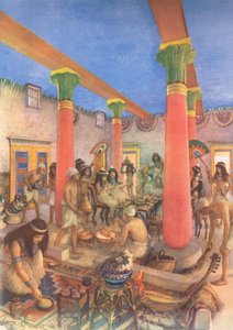 Das häusliche Leben in Ägypten (aus MacMillan Schulpostern, um 1950-60er) von Amedee Forestier