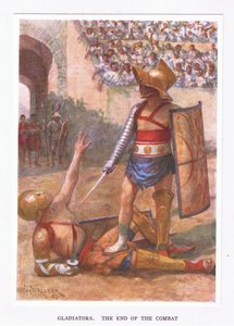Gladiatoren, das Ende des Kampfes, Illustration aus Der römische Soldat, 1928 von Amedee Forestier