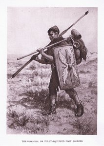 Der Impeditus oder voll ausgerüstete Fußsoldat, Illustration aus Der römische Soldat, 1928