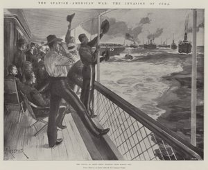 Der Spanisch-Amerikanische Krieg, die Invasion Kubas, der Konvoi von Truppenschiffen startet von Egmont Key