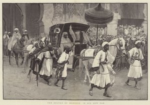 Der Sultan von Marokko in seiner neuen Kutsche