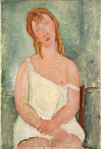 Sitzendes junges Mädchen im Hemd; Jeune fille assise en chemise, 1918
