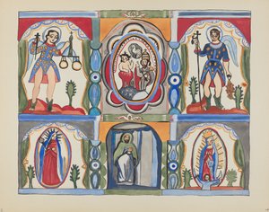Tafel 6: Kapellenaltar, Santa Cruz: Aus dem Portfolio "Spanische Kolonialdesigns von New Mexico" von American 20th Century