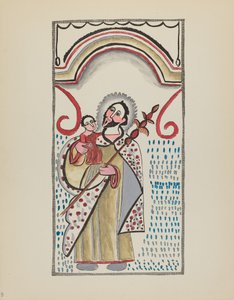 Tafel 9: Heiliger Josef und Kind: Aus dem Portfolio "Spanische Kolonialdesigns von New Mexico" von American 20th Century