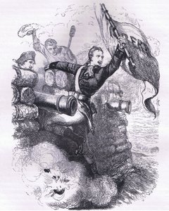 Sergeant Jasper erobert die Flagge zurück, Illustration aus Cassells Geschichte der Vereinigten Staaten, veröffentlicht von Cassell, Petter & Galpin, ca. 1900