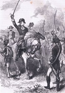 Die Verlesung der Unabhängigkeitserklärung an die Armee (Illustration aus Cassells Geschichte der Vereinigten Staaten) von American English school