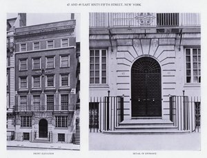 Charles A Platt: 47 und 49 East Sixty-Fifth Street, New York, Frontansicht, Detail des Eingangs von American Photographer (after)