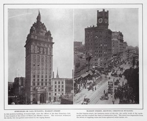 San Francisco: Spreckles oder Call Building, Market Street; Market Street, zeigt Chronicle Building (s/w Foto) von American Photographer (after)