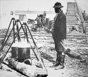 Ein schwarzer Koch in einem Lager der Unionsarmee während des amerikanischen Bürgerkriegs (1861-65)