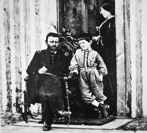General Grant mit seiner Frau Julia Dent und ihrem Sohn Frederick Dent Grant in City Point
