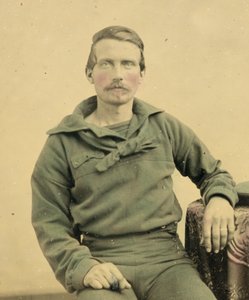 Porträt eines Matrosen in Union-Uniform, ca. 1861 (Tintype-Foto) von American Photographer