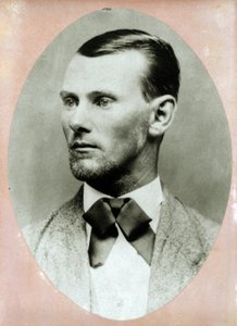 Porträt des Kriminellen Jesse James (1847-1882) kurz vor seinem Tod. Fotografie 1882.