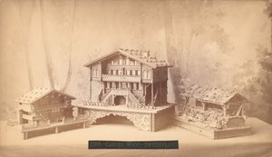 Schweizer Häuschen, geschnitzte Modelle, Philadelphia Centennial International Exhibition, 1876 (Silberalbuminabzug) von American Photographer