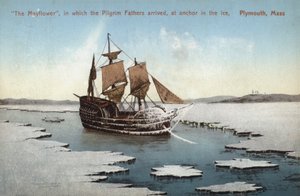 Die Mayflower, mit der die Pilgerväter ankamen, vor Anker im Eis, Plymouth, Massachusetts von American Photographer