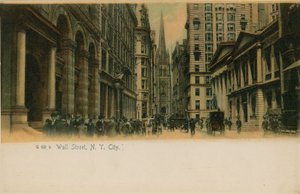 Wall Street, New York City. Postkarte von 1913.