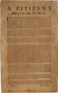 Ansprache eines Bürgers an die Öffentlichkeit bzgl. Unterstützung der königlichen Truppen, 18. Dezember 1769 von American School