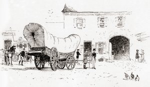 Ein Conestoga-Wagen im Bull