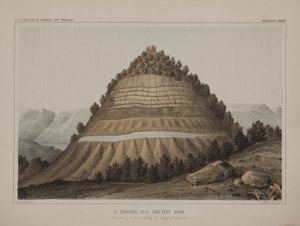Ein kegelförmiger Hügel, 500 Fuß hoch, im Tal von Laquna Colorado von American School