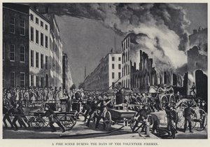 Eine Feuerszene während der Tage der Freiwilligen Feuerwehr von American School