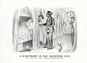 Ein Albtraum im Schlafwagen: Oh, ich war so trocken! Chor: Trockne auf und platze., veröffentlicht um 1875 von American School