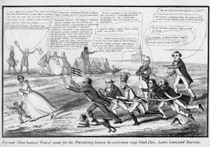 Eine große Sklavenjagd oder Wettlauf um die Präsidentschaft zwischen den berühmten Pferden Black Dan, Lewis Cass und Haynau, veröffentlicht von T.C., New York, um 1852